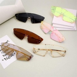 Oversized Trendy Oversized Sunglasses for Women Irregular One Piece Frame with Rivet UV Protection - 7 - CJ190OKQXSD $11.61