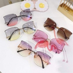 Rimless Oversized Irregular Cateye Sunglasses for Women Rimless Eyewear UV400 - Grey Pink - CQ1902XQ47Z $16.51