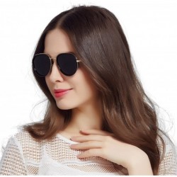 Aviator Women Men Polarized Sunglasses Aviator Metal UV Protection JA6068 - Black - CY189A6G4SL $56.60