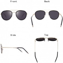 Aviator Women Men Polarized Sunglasses Aviator Metal UV Protection JA6068 - Black - CY189A6G4SL $30.94