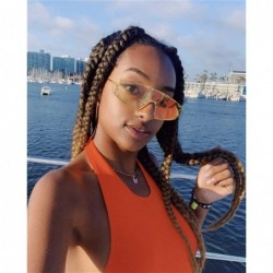 Oversized Trendy Oversized Sunglasses for Women Irregular One Piece Frame with Rivet UV Protection - 7 - CJ190OKQXSD $11.61