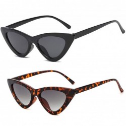 Aviator Retro Vintage Narrow Cat Eye Sunglasses for Women Clout Goggles Plastic Frame - Black Grey + Leoaprd Grey - CI18LDX7G...