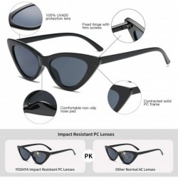 Aviator Retro Vintage Narrow Cat Eye Sunglasses for Women Clout Goggles Plastic Frame - Black Grey + Leoaprd Grey - CI18LDX7G...