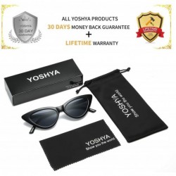 Aviator Retro Vintage Narrow Cat Eye Sunglasses for Women Clout Goggles Plastic Frame - Black Grey + Leoaprd Grey - CI18LDX7G...