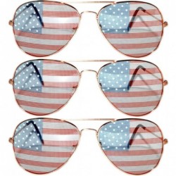 Aviator American Flag Classic Metal Frame UV Protection OWL. - 3-pairs-gold - C1184TD4ML0 $21.44