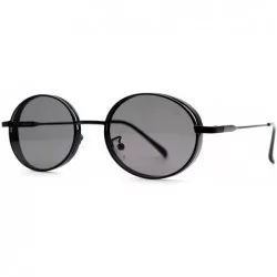 Round F007 Classic 80's Retro Design- Spring Hinges Round Style for Women and Men 100% UV Protection - Black-black - CO192TH3...