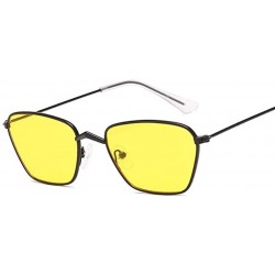 Cat Eye Polygon Cat Eye Sunglasses Women Lady Vintage Metal Small Frame Sun Glasses Female UV400 - Blackyellow - CW198UCHTS3 ...