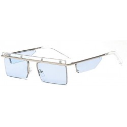 Square Rimless Square Ocean Lens Sunglasses HD Lenses with Case UV Protection Driving Cycling - Blue - CZ18LN0IHHI $29.99