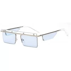 Square Rimless Square Ocean Lens Sunglasses HD Lenses with Case UV Protection Driving Cycling - Blue - CZ18LN0IHHI $29.99