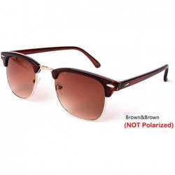 Oval Semi-Rimless Sunglasses Women Men Polarized Retro Eyeglasses - C5 Brown Brown - CC194OTX8AN $12.47