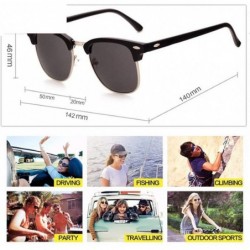 Oval Semi-Rimless Sunglasses Women Men Polarized Retro Eyeglasses - C5 Brown Brown - CC194OTX8AN $12.47