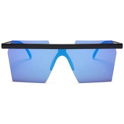 Square Square One Piece Sunglasses for Women Oversize Rectangle Sun Glasses Rimless Shades - Blue Mirror - C71906CHSRI $20.52
