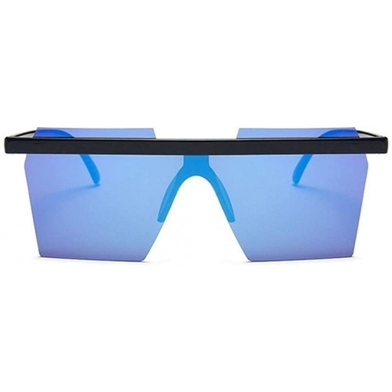 Square Square One Piece Sunglasses for Women Oversize Rectangle Sun Glasses Rimless Shades - Blue Mirror - C71906CHSRI $10.26