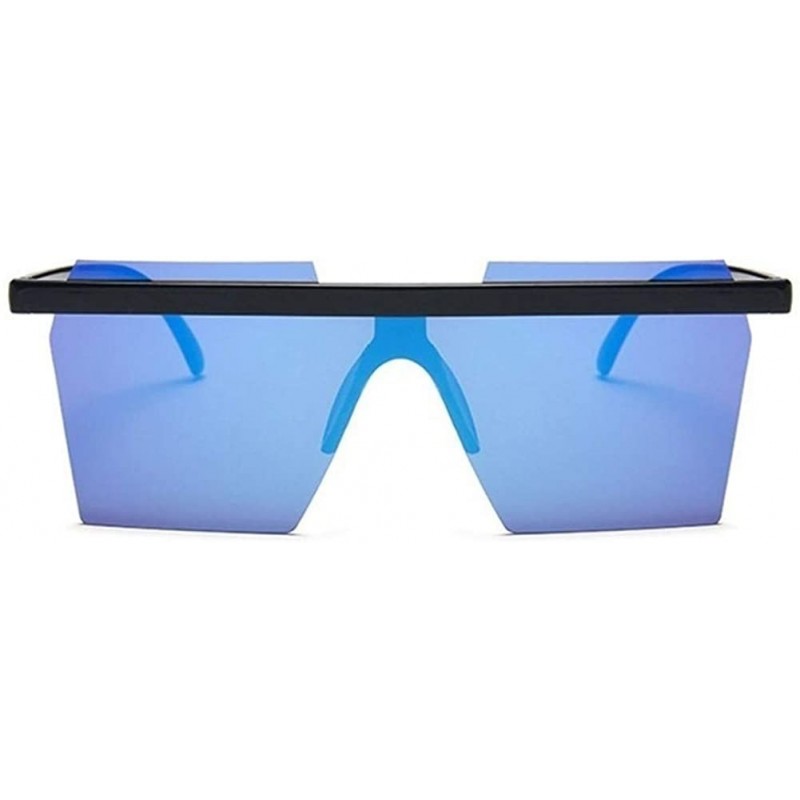 Square Square One Piece Sunglasses for Women Oversize Rectangle Sun Glasses Rimless Shades - Blue Mirror - C71906CHSRI $10.26