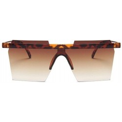 Square Square One Piece Sunglasses for Women Oversize Rectangle Sun Glasses Rimless Shades - Blue Mirror - C71906CHSRI $10.26