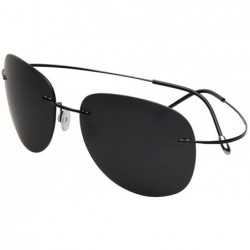 Aviator Designer Classic Titanium Men Women Polarized Aviator Sunglasses LSP8016T - Black - CU12N9IZ543 $39.29