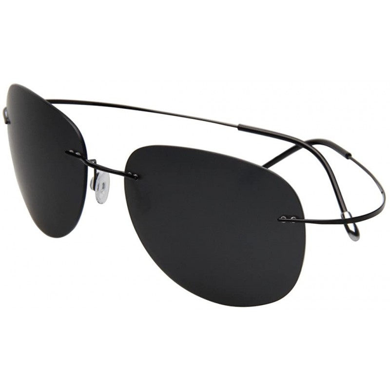 Aviator Designer Classic Titanium Men Women Polarized Aviator Sunglasses LSP8016T - Black - CU12N9IZ543 $24.62