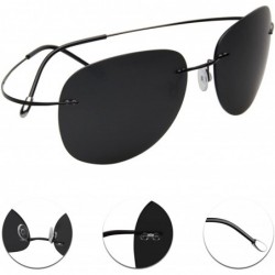 Aviator Designer Classic Titanium Men Women Polarized Aviator Sunglasses LSP8016T - Black - CU12N9IZ543 $24.62