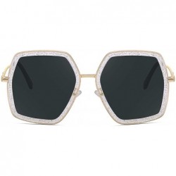 Square Oversized Big Fashion Sunglasses For Women Irregular Fashion Shades - Grey - CV18SCOA6YO $12.54