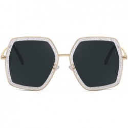 Square Oversized Big Fashion Sunglasses For Women Irregular Fashion Shades - Grey - CV18SCOA6YO $24.13