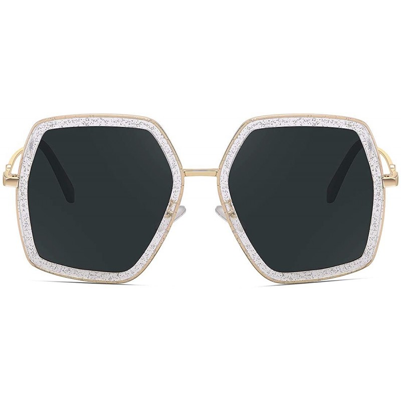 Square Oversized Big Fashion Sunglasses For Women Irregular Fashion Shades - Grey - CV18SCOA6YO $12.54