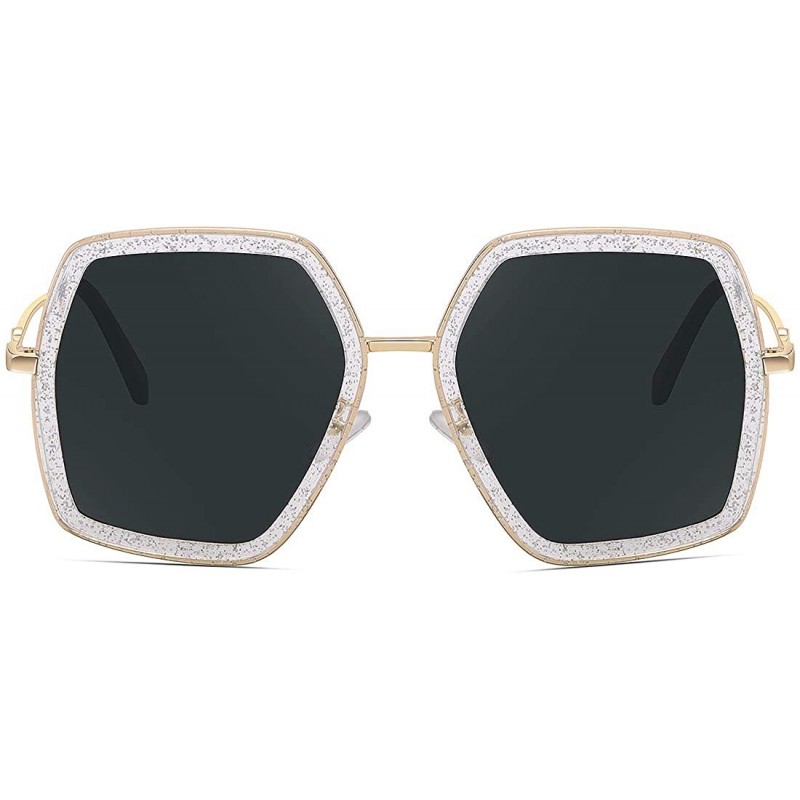 Square Oversized Big Fashion Sunglasses For Women Irregular Fashion Shades - Grey - CV18SCOA6YO $12.54