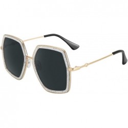 Square Oversized Big Fashion Sunglasses For Women Irregular Fashion Shades - Grey - CV18SCOA6YO $12.54