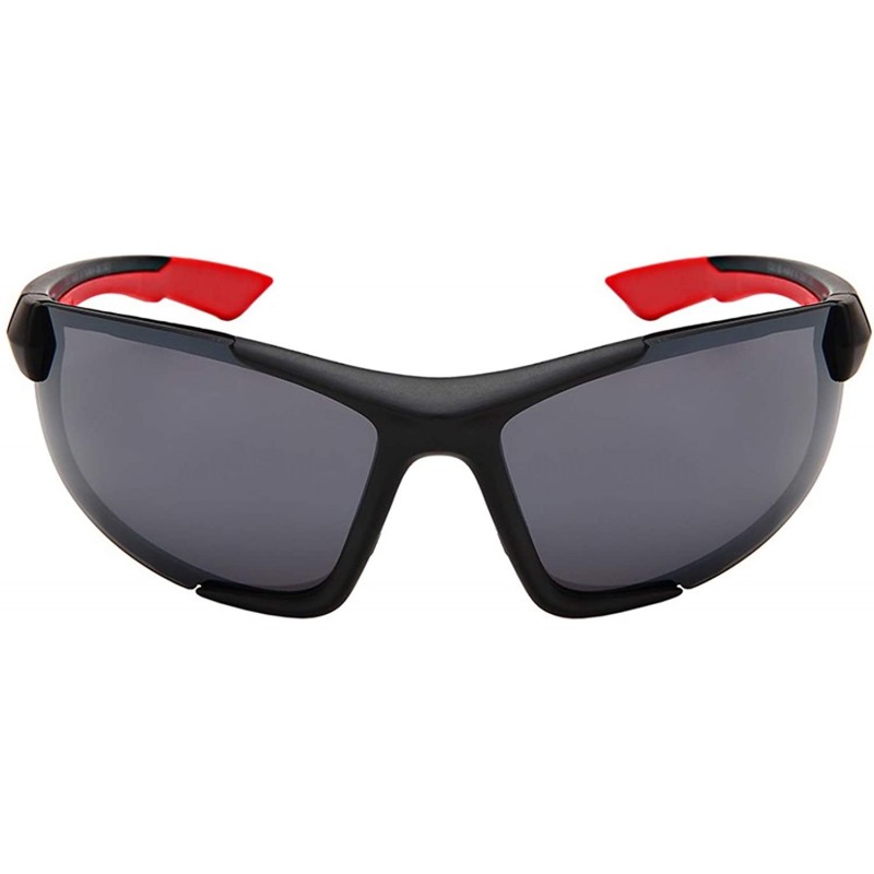 Wrap Unisex Adults 100% UV400 Polycarbonate Frame Sport Blades Wrap SunGlasses - Red/Black - CQ192ZM6EUS $17.87