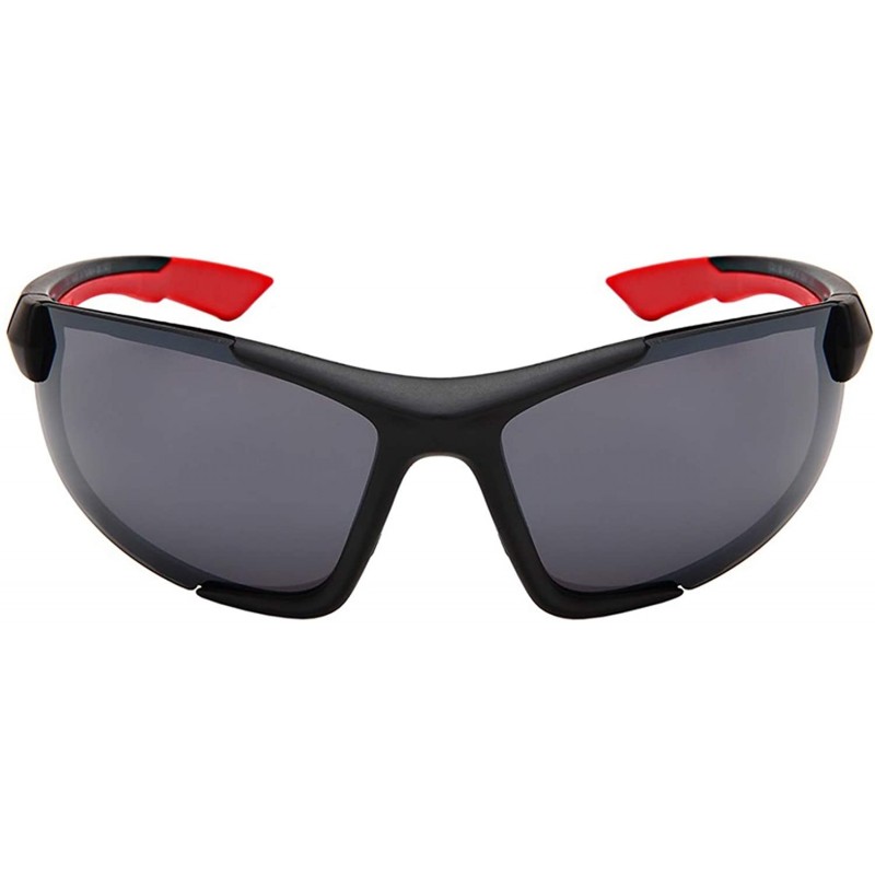 Wrap Unisex Adults 100% UV400 Polycarbonate Frame Sport Blades Wrap SunGlasses - Red/Black - CQ192ZM6EUS $17.87
