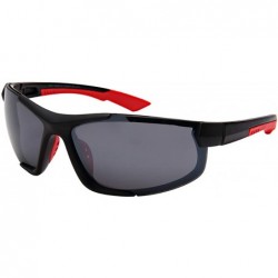 Wrap Unisex Adults 100% UV400 Polycarbonate Frame Sport Blades Wrap SunGlasses - Red/Black - CQ192ZM6EUS $17.87
