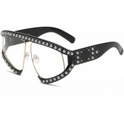 Shield Oversize Fashion Pearl Inspired Designer Sunglasses for Women - Clear - CF18LRS44W5 $21.96