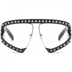 Shield Oversize Fashion Pearl Inspired Designer Sunglasses for Women - Clear - CF18LRS44W5 $9.93