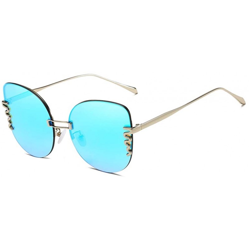 Round Unisex Sunglasses Retro Black Drive Holiday Round Non-Polarized UV400 - Blue - CZ18R006I75 $21.41