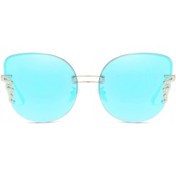 Round Unisex Sunglasses Retro Black Drive Holiday Round Non-Polarized UV400 - Blue - CZ18R006I75 $12.58