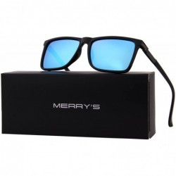 Sport Polarized Rectangle Sports Sunglasses for Driving Fishing Golf Superlight Frame S8296 - Blue - CF1882MDZ50 $16.29