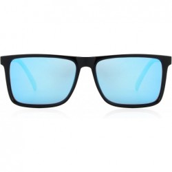 Sport Polarized Rectangle Sports Sunglasses for Driving Fishing Golf Superlight Frame S8296 - Blue - CF1882MDZ50 $16.29