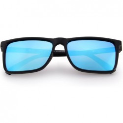 Sport Polarized Rectangle Sports Sunglasses for Driving Fishing Golf Superlight Frame S8296 - Blue - CF1882MDZ50 $16.29