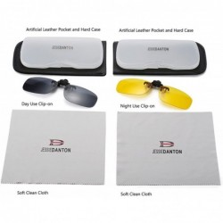 Shield Polarized Clip-on Flip Up Metal Clip Rimless Sunglasses for Prescription Glasses - Black+yellow(day&night) - CR17YHG59...