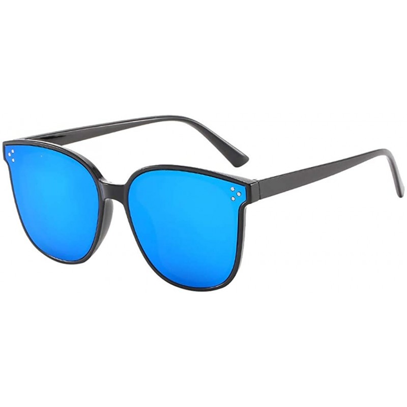 Oversized Sunglasses for Women Oversized Fashion Vintage Eyewear for Driving Fishing - Mirrored Polarized Lens - Blue - CP18T...