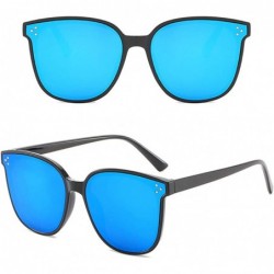 Oversized Sunglasses for Women Oversized Fashion Vintage Eyewear for Driving Fishing - Mirrored Polarized Lens - Blue - CP18T...