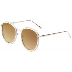 Round Classic Dapper Aviator Sunglasses Flat Lens Unisex Iconic Fashion Eyewear - Clear - CJ17YE6AHTZ $20.20