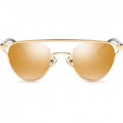 Cat Eye Classic Vintage Women Cat Eye Sunglasses Polarized Coating Mirror Lens UV400 - Gold/Gold - CV12NRH8LEE $17.81