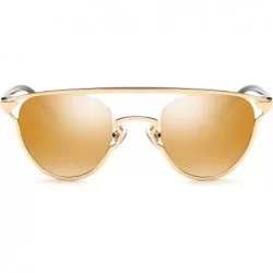 Cat Eye Classic Vintage Women Cat Eye Sunglasses Polarized Coating Mirror Lens UV400 - Gold/Gold - CV12NRH8LEE $17.81