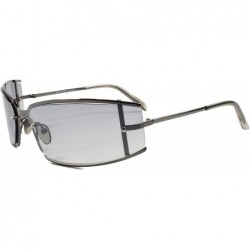 Rectangular Retro Futuristic Light Tint Lens Vintage Wrap Rectangle Sunglasses - CF18SA6LKRX $29.05