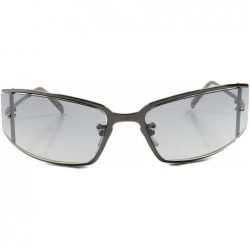 Rectangular Retro Futuristic Light Tint Lens Vintage Wrap Rectangle Sunglasses - CF18SA6LKRX $13.74