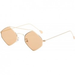 Round Summer Rimless Tinted Fashion Sunglasses Small Face Candy Color Glasses - Gold Frame+brown Lens - CX18Q7LORZ6 $31.42