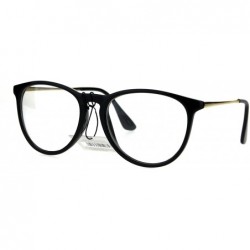 Rectangular Keyhole Round Horned Plastic Geek Hipster Clear Lens Eye Glasses - Black Gold - CQ185W274OZ $18.33
