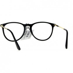 Rectangular Keyhole Round Horned Plastic Geek Hipster Clear Lens Eye Glasses - Black Gold - CQ185W274OZ $9.66