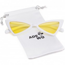 Cat Eye Cat eye Sunglasses for Women Men High Pointed Triangle Glasses - White Yellow - C418CQ2G86X $20.78