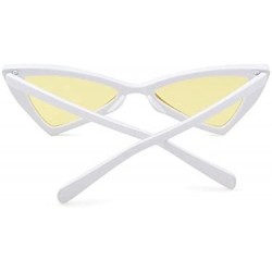 Cat Eye Cat eye Sunglasses for Women Men High Pointed Triangle Glasses - White Yellow - C418CQ2G86X $10.25